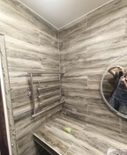 Ванная делалась по проекту, укладка керамогранита, сантехника, электрика