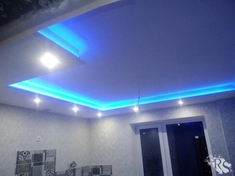 Монтаж потолка из гипсокартона (подсветка)