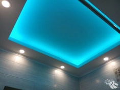 Монтаж потолка из гипсокартона с монтажом подсветки