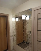 Монтаж зеркальной плитки с фацетом, монтаж светильников с подключением