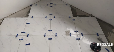 Диагональ плитка 60*60 пол 23,7м² зал шов 1,5мм основание сух.пресс